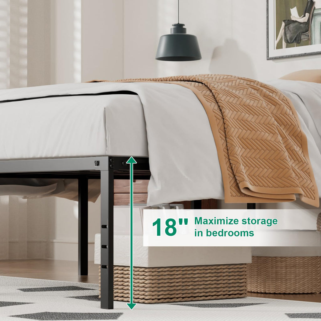 Queen Size Metal Bed Frame with Underbed Storage C4944