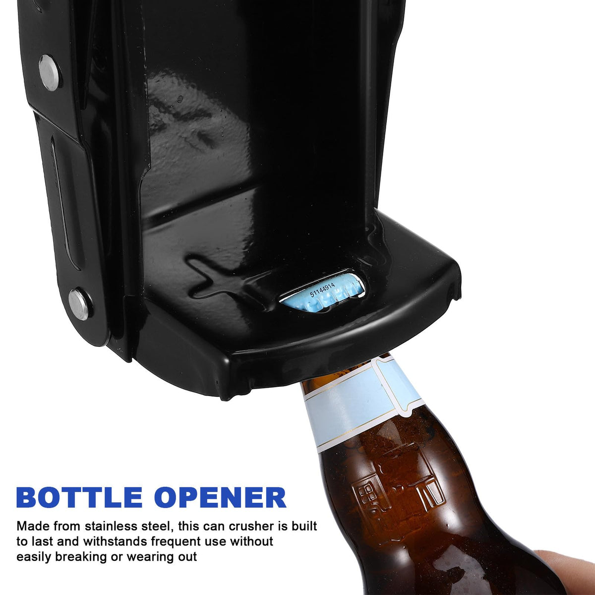Heavy Duty Wall Mounted Soda Can Crusher with Bottle Opener D3871