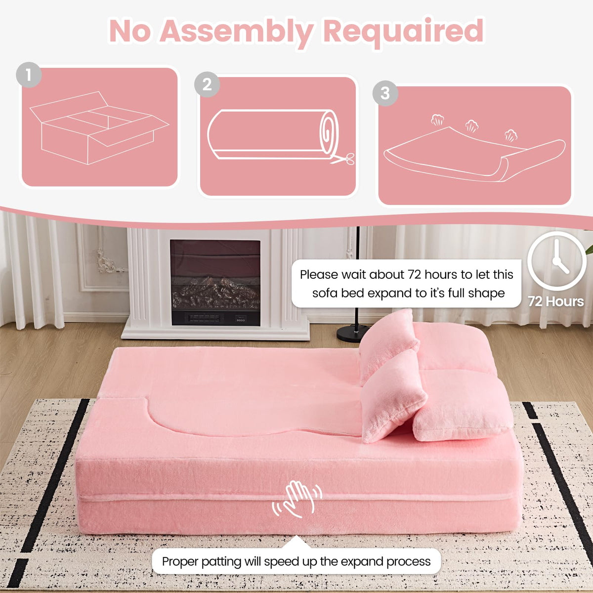 Pink Convertible Sofa Bed Q761658