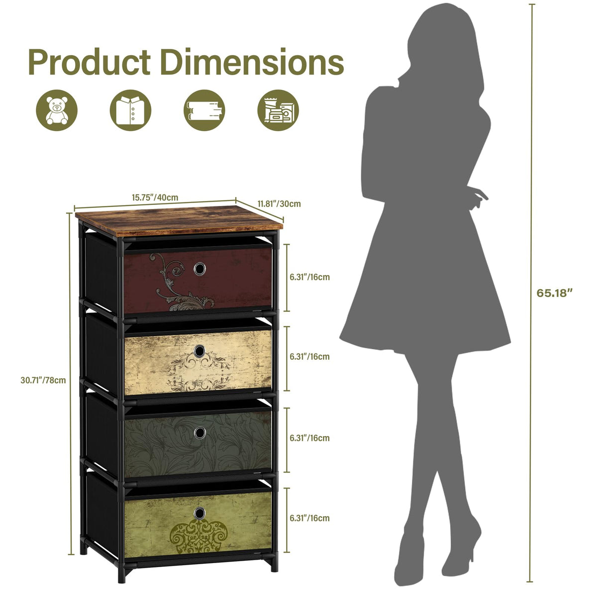 4 Drawer Fabric Storage Unit C749