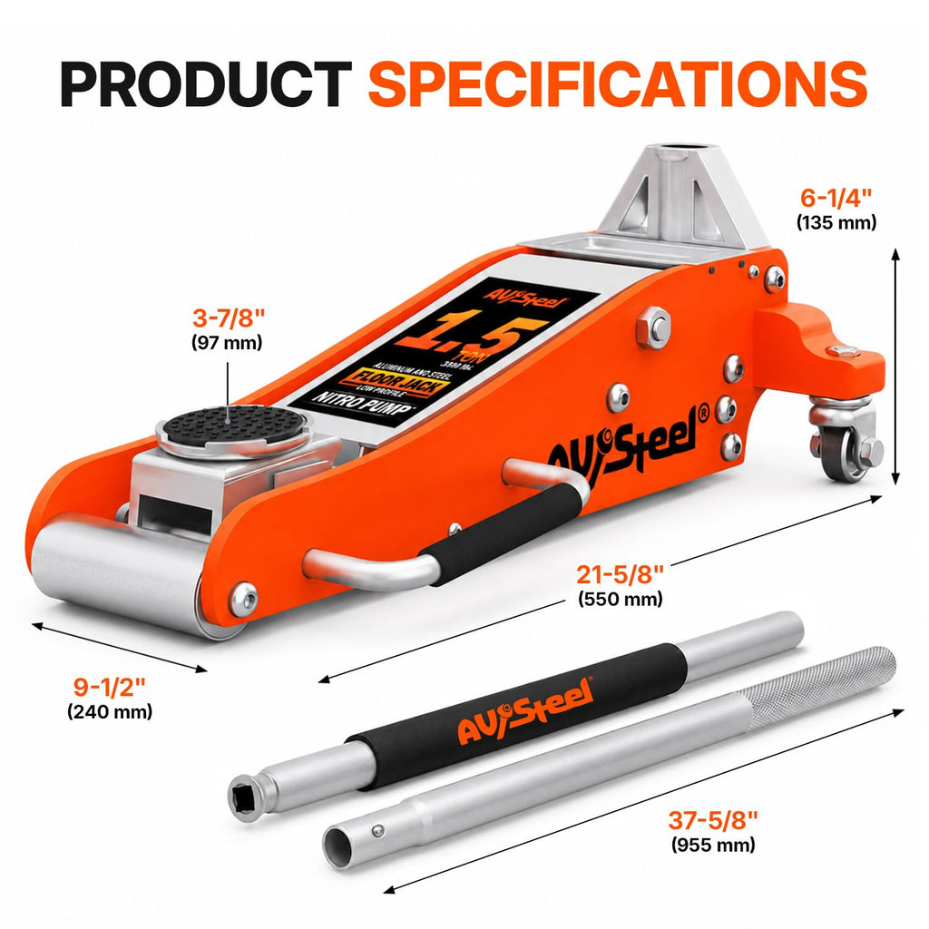 1.5 Ton Aluminum Steel Low Profile Hydraulic Floor Jack J6337