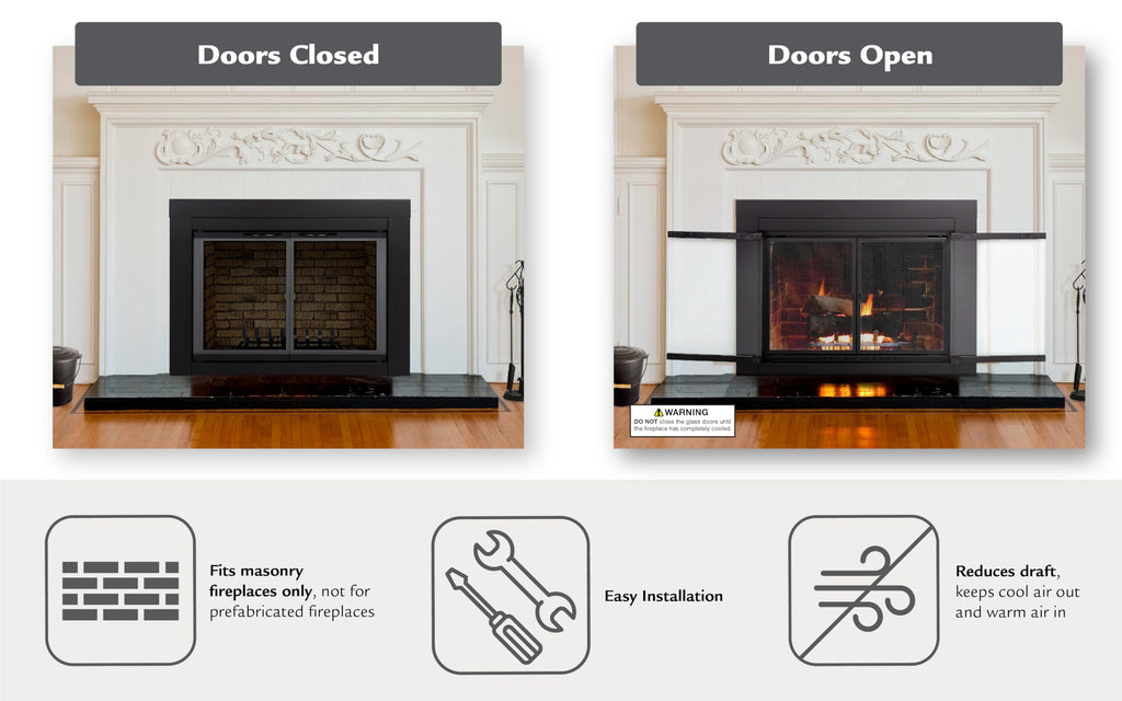 Black Small Fireplace Glass Door N1023