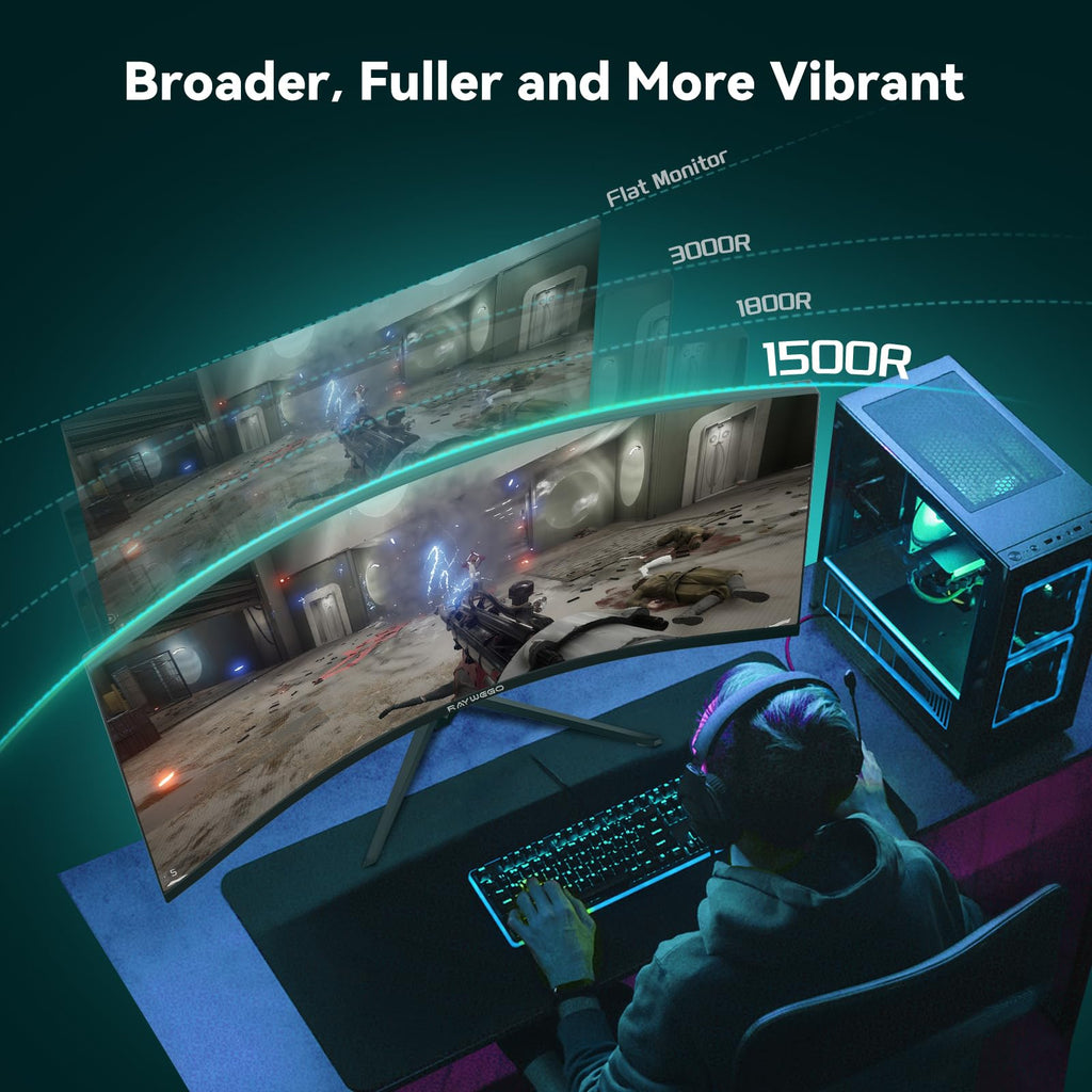 34 Inch Curved Ultrawide Gaming Monitor, UWQHD 165Hz, 1500R Y535
