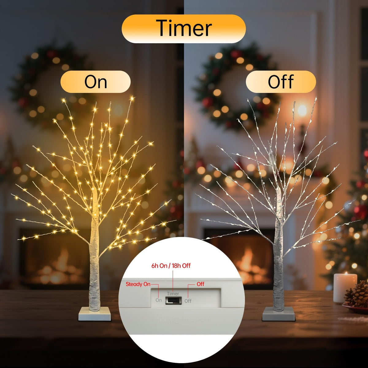 24 Inch LED Birch Tree 2 Pack J570671