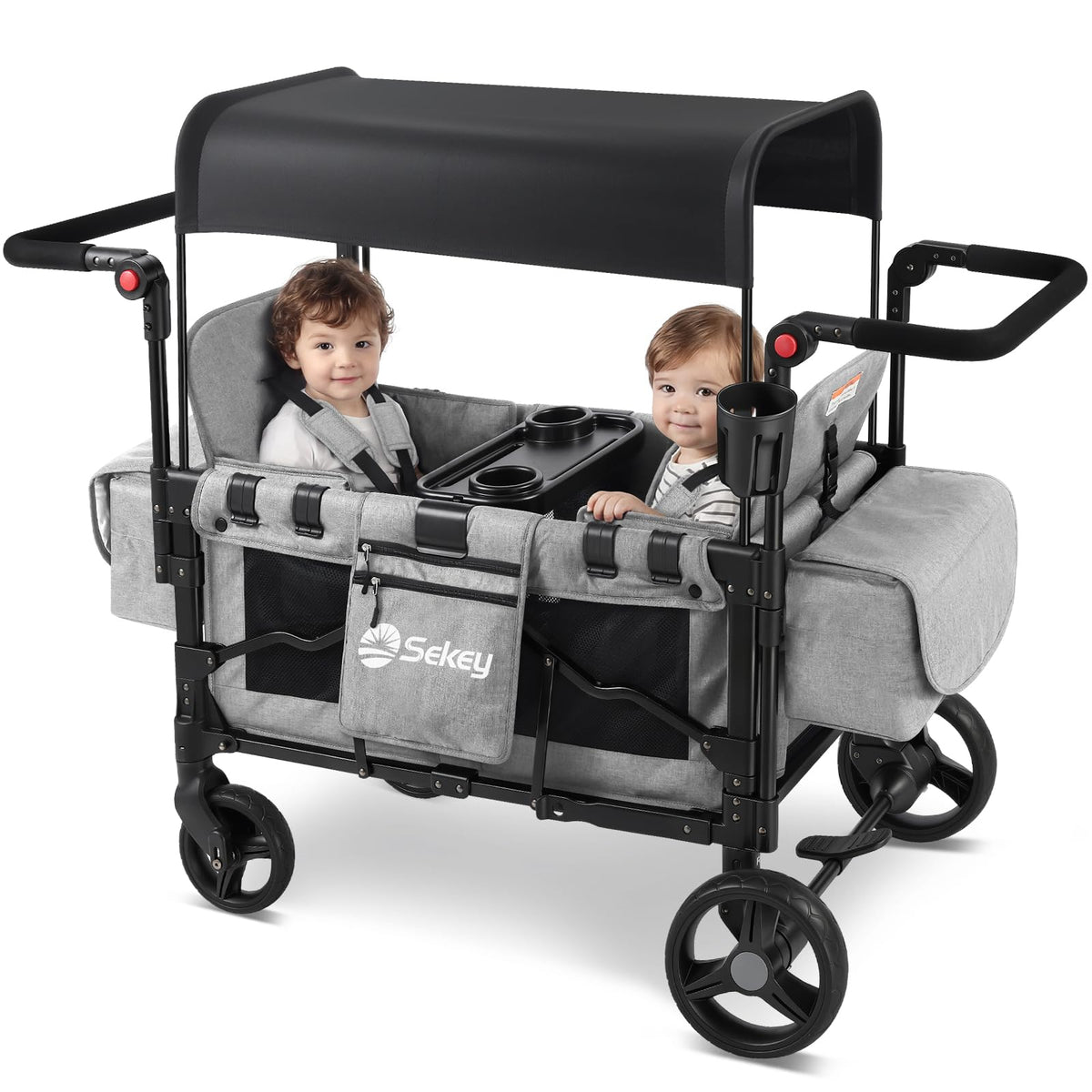 4-in-1 Wagon Stroller with Convertible Seats and Canopy U2995