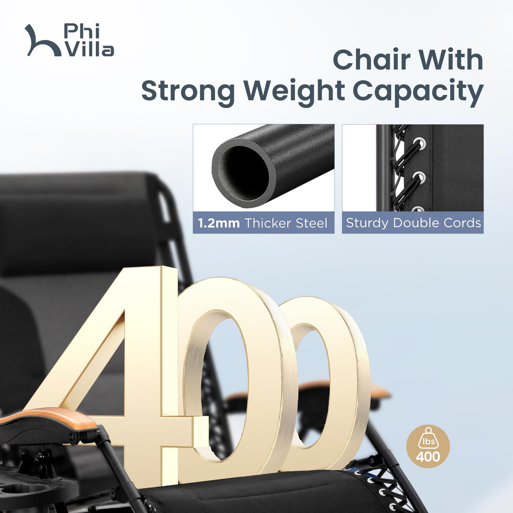 XXL Zero Gravity Chair, 30" Wide, 400 LBS, Black D44018