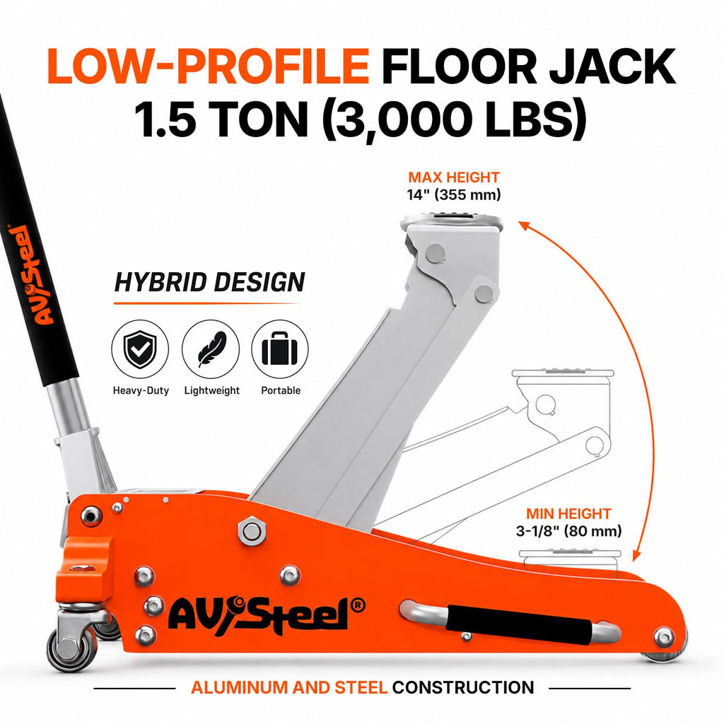 1.5 Ton Aluminum Steel Low Profile Hydraulic Floor Jack J6337