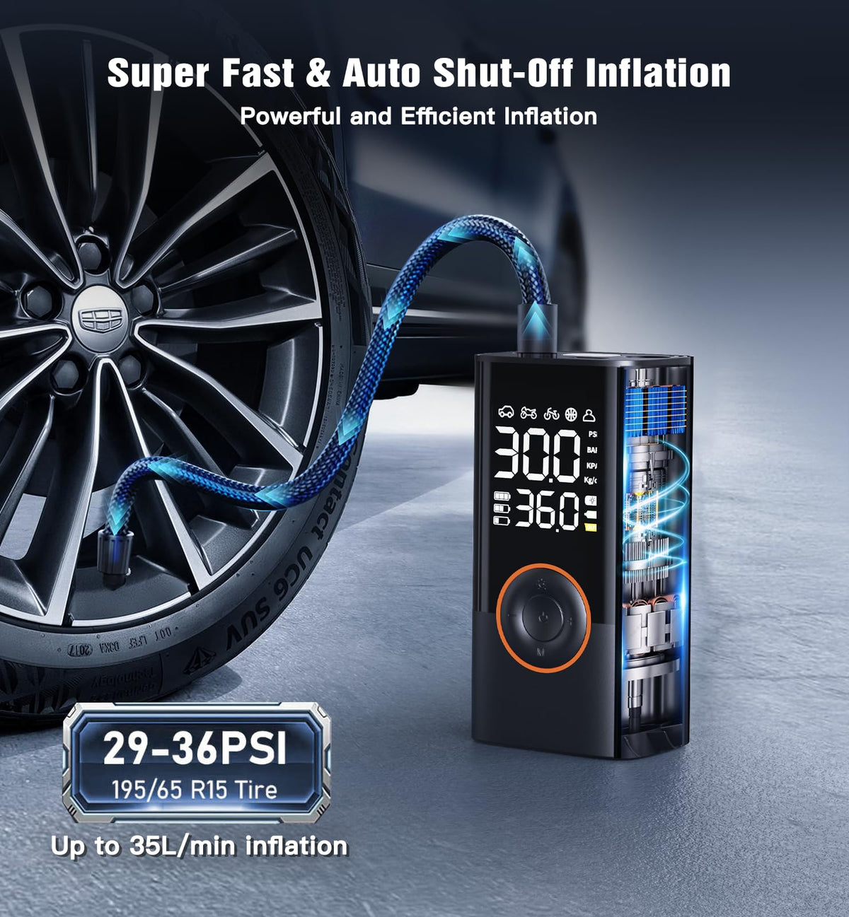 Portable Cordless Tire Inflator Air Compressor 150PSI Q232