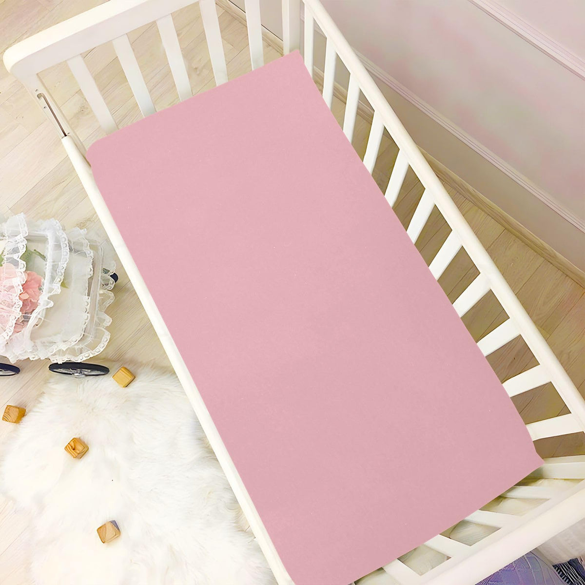Pink Fitted Crib Sheet Microfiber R100714