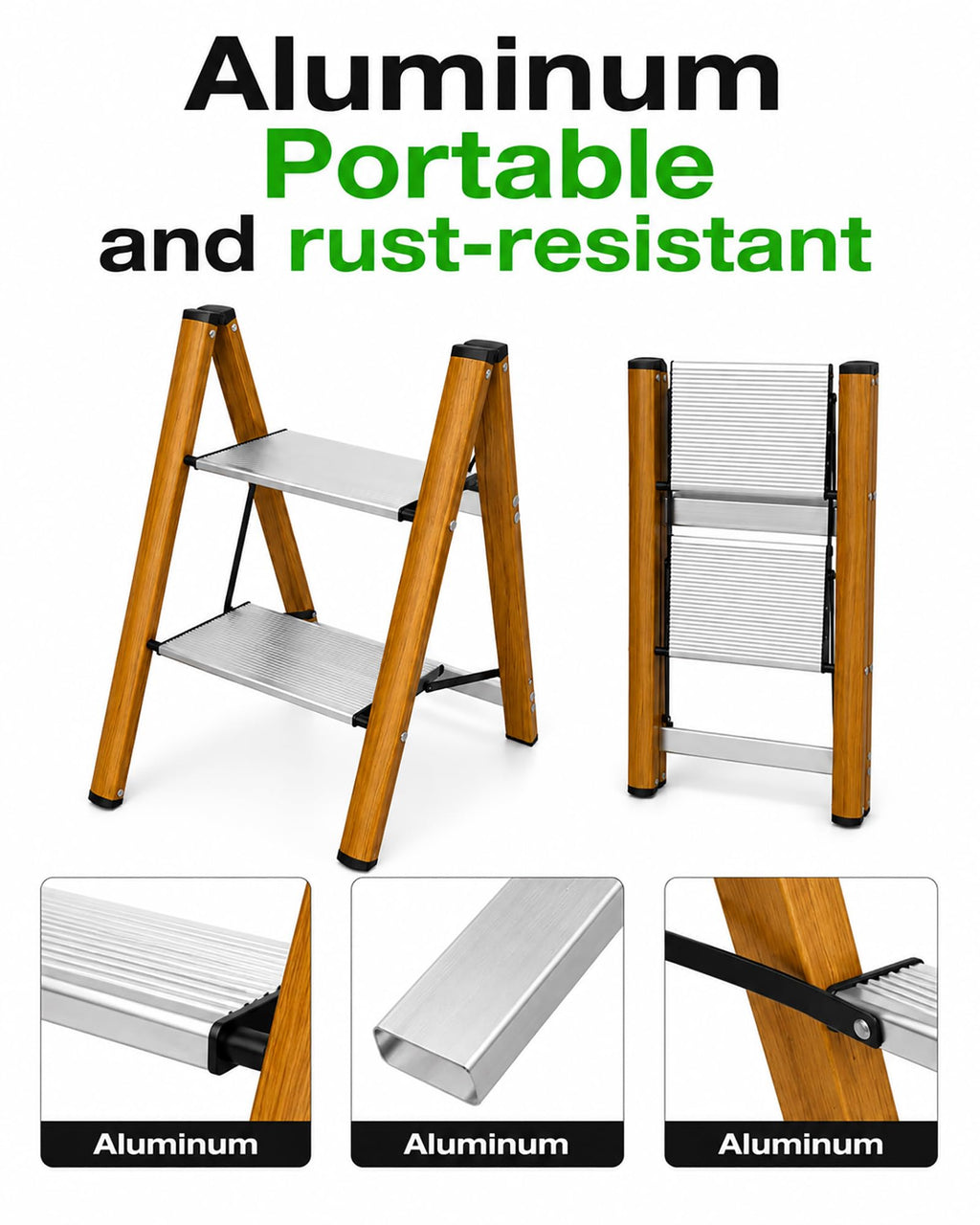 2 Step Lightweight Aluminum Folding Step Stool L593875