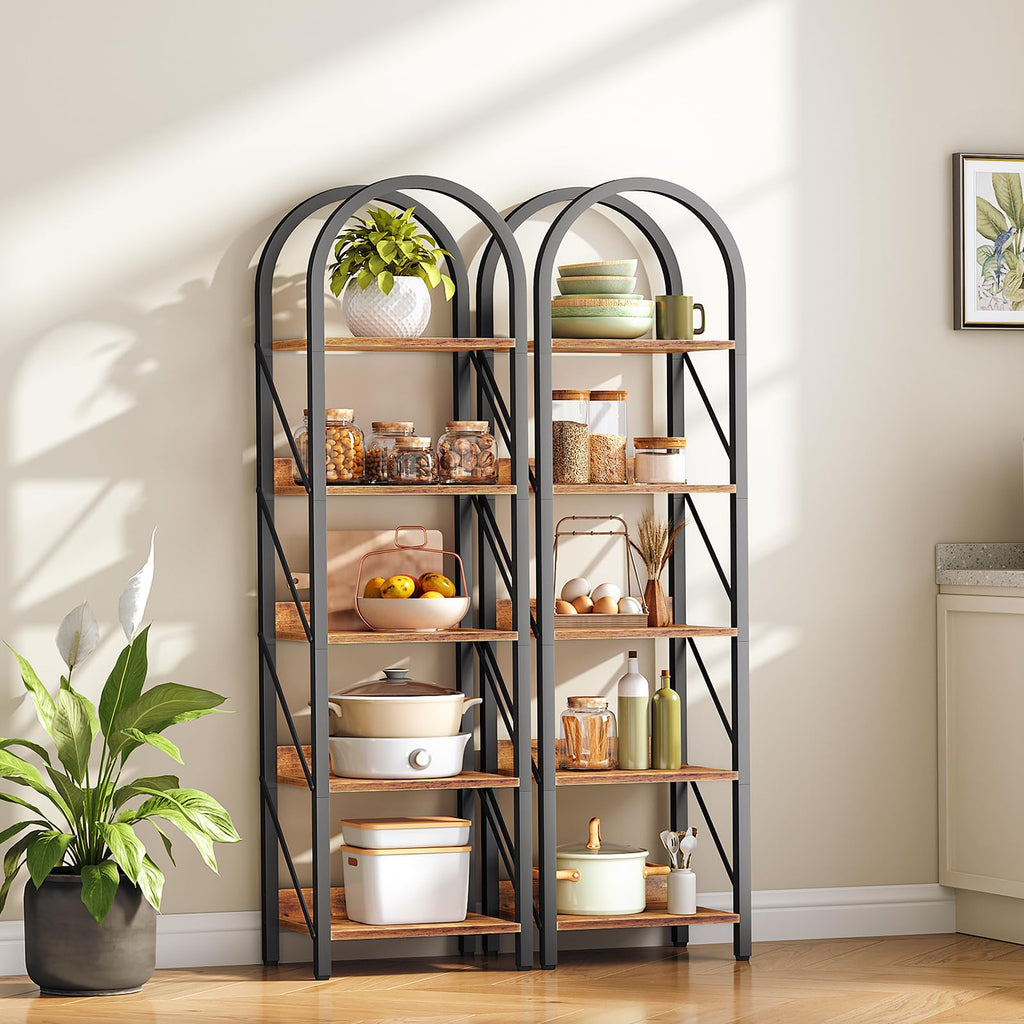 5-Tier Arched Bookshelf with Metal Frame W8642