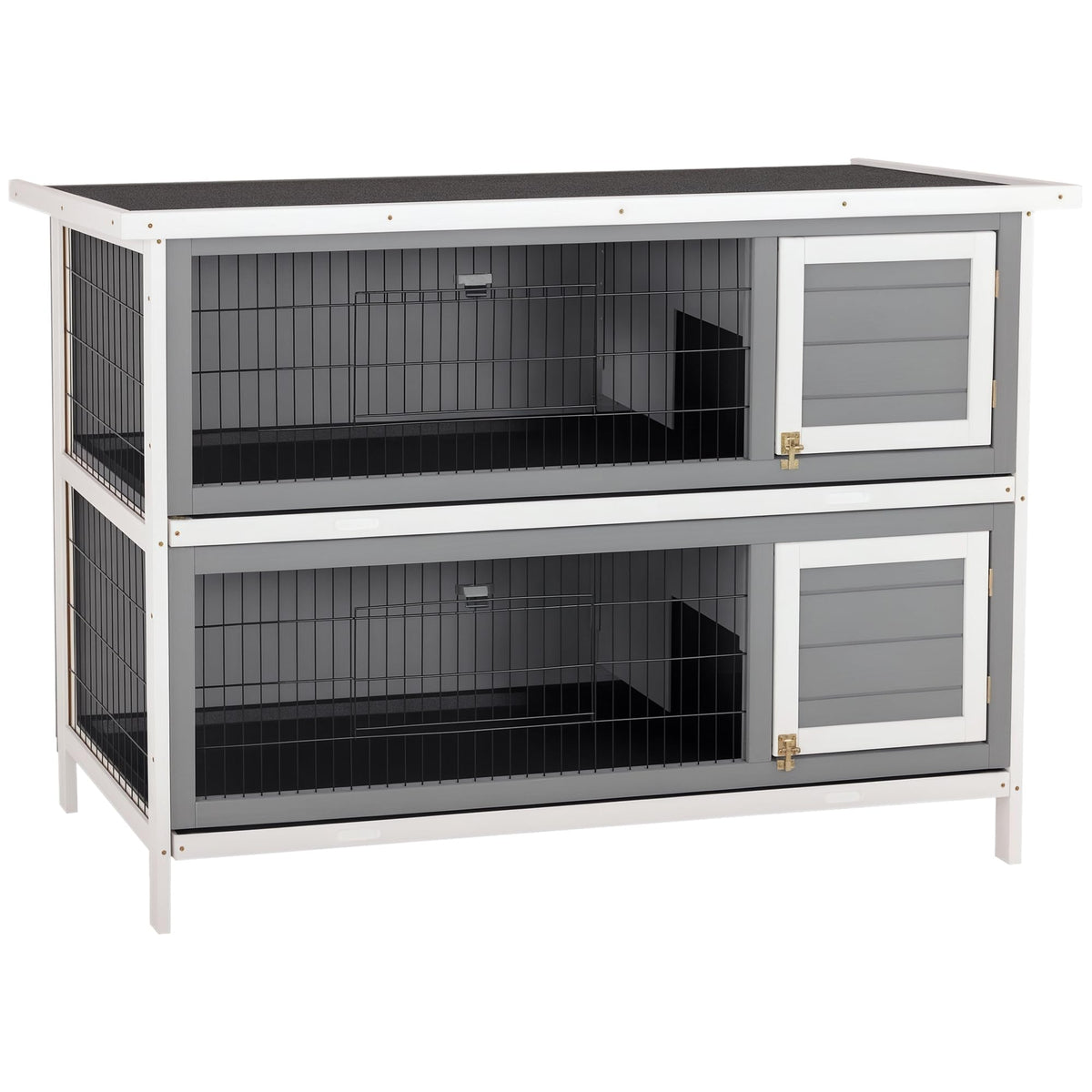 54" 2-Story Wooden Rabbit Hutch with Lockable Doors F356