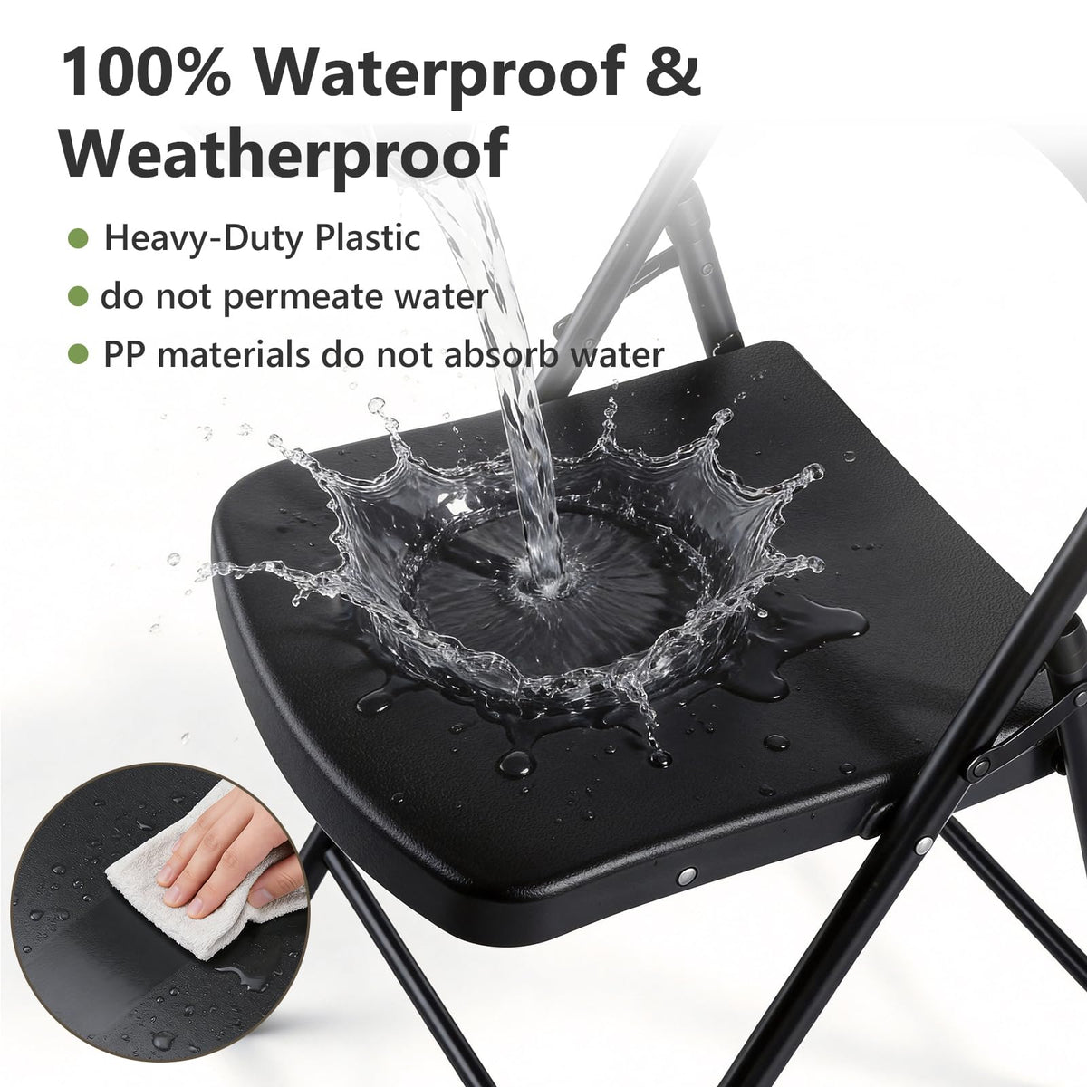 Black 6 Pack Plastic Metal Folding Chairs W3718