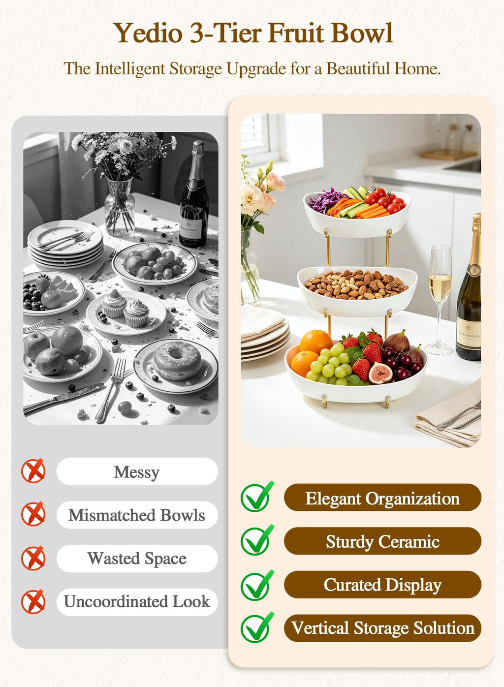 3 Tier Ceramic Fruit Bowl S963518