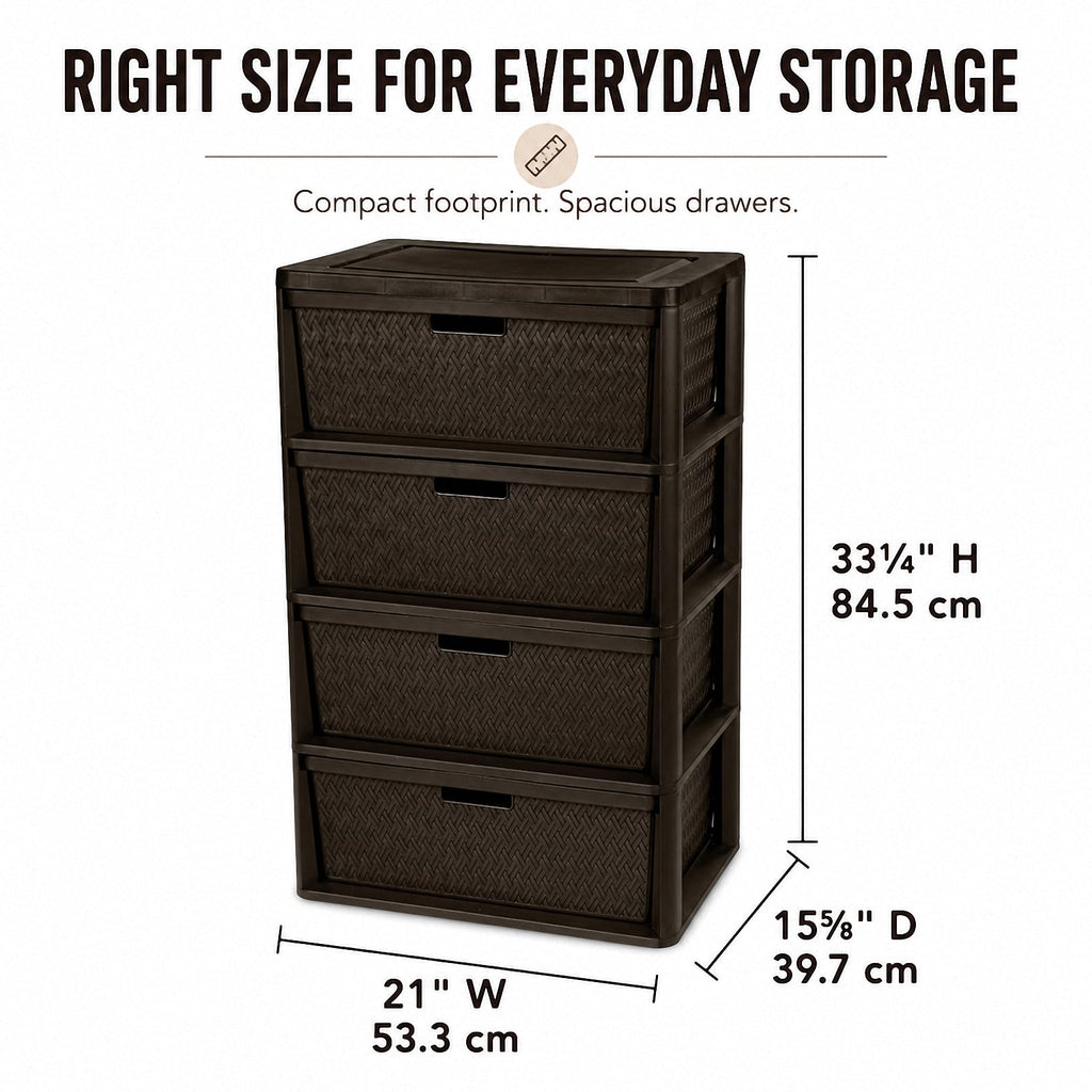 Brown 4-Drawer Plastic Storage Tower X99331