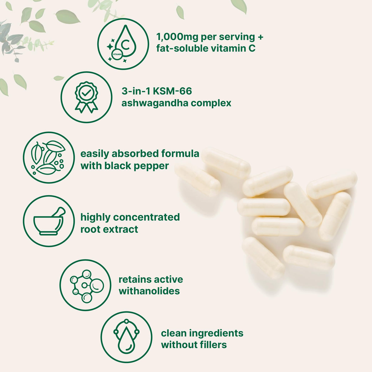 Ashwagandha 1,000mg 120 Veggie Capsules E612