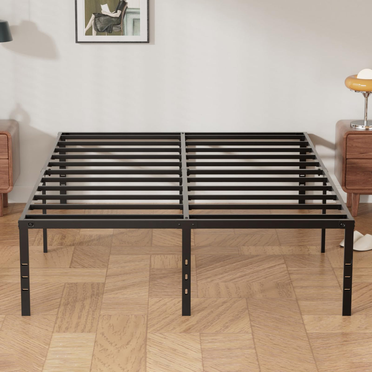 Queen Size Metal Bed Frame with Underbed Storage C4944