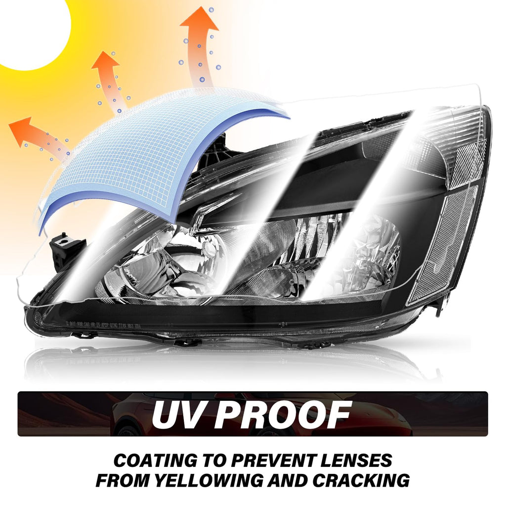 Black Headlight Assembly Set Driver & Passenger Side P6114