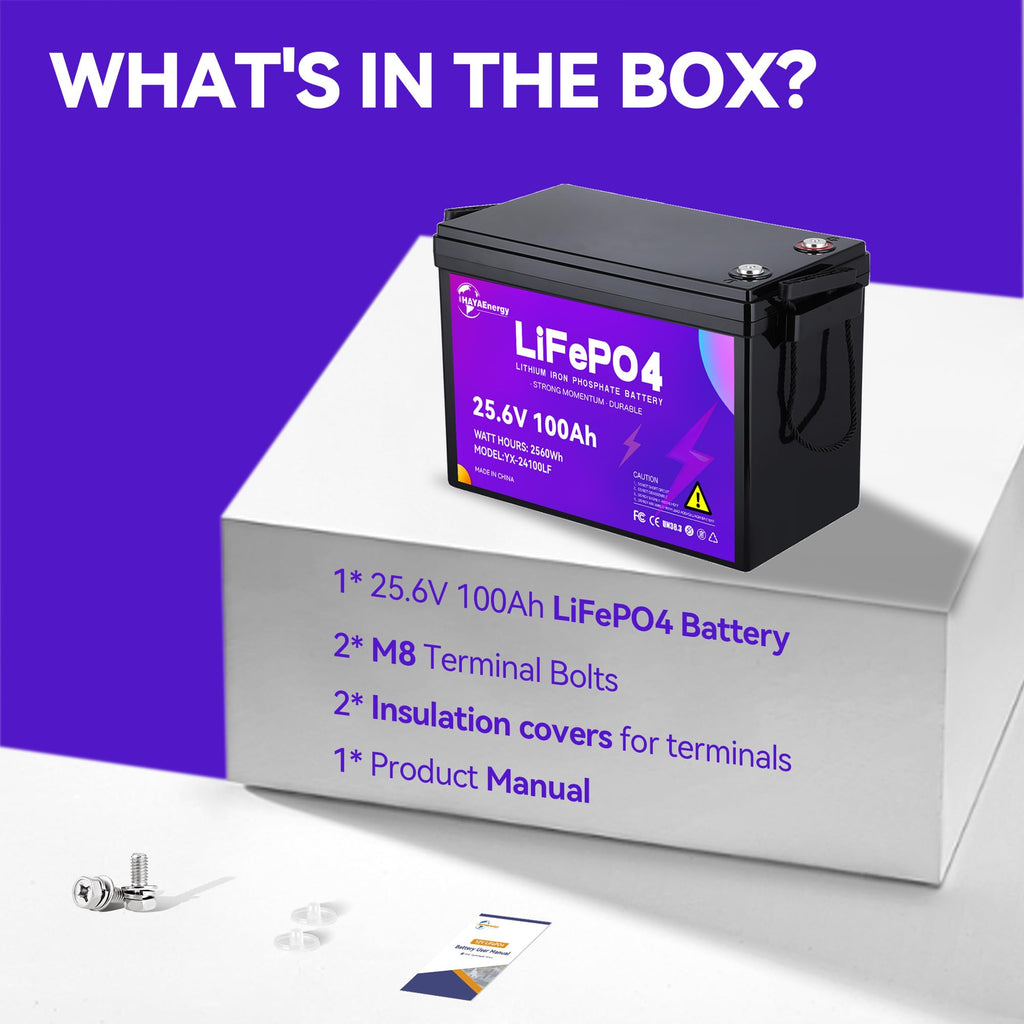 24v 100ah LiFePO4 Lithium Battery with 100A BMS B902