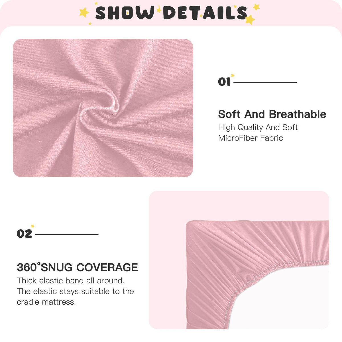 Pink Fitted Crib Sheet Microfiber R100714