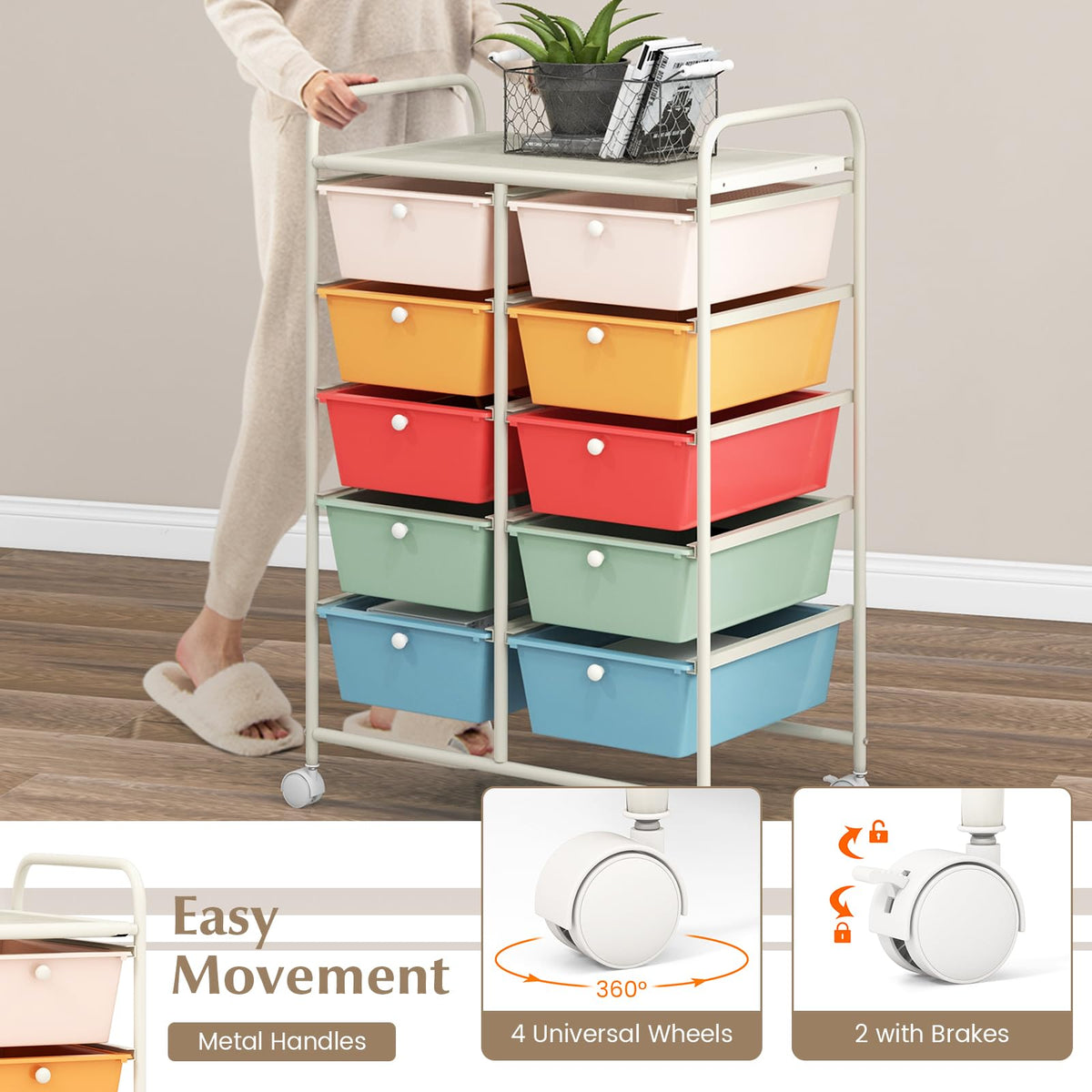 10 Drawers Rolling Storage Cart E65796