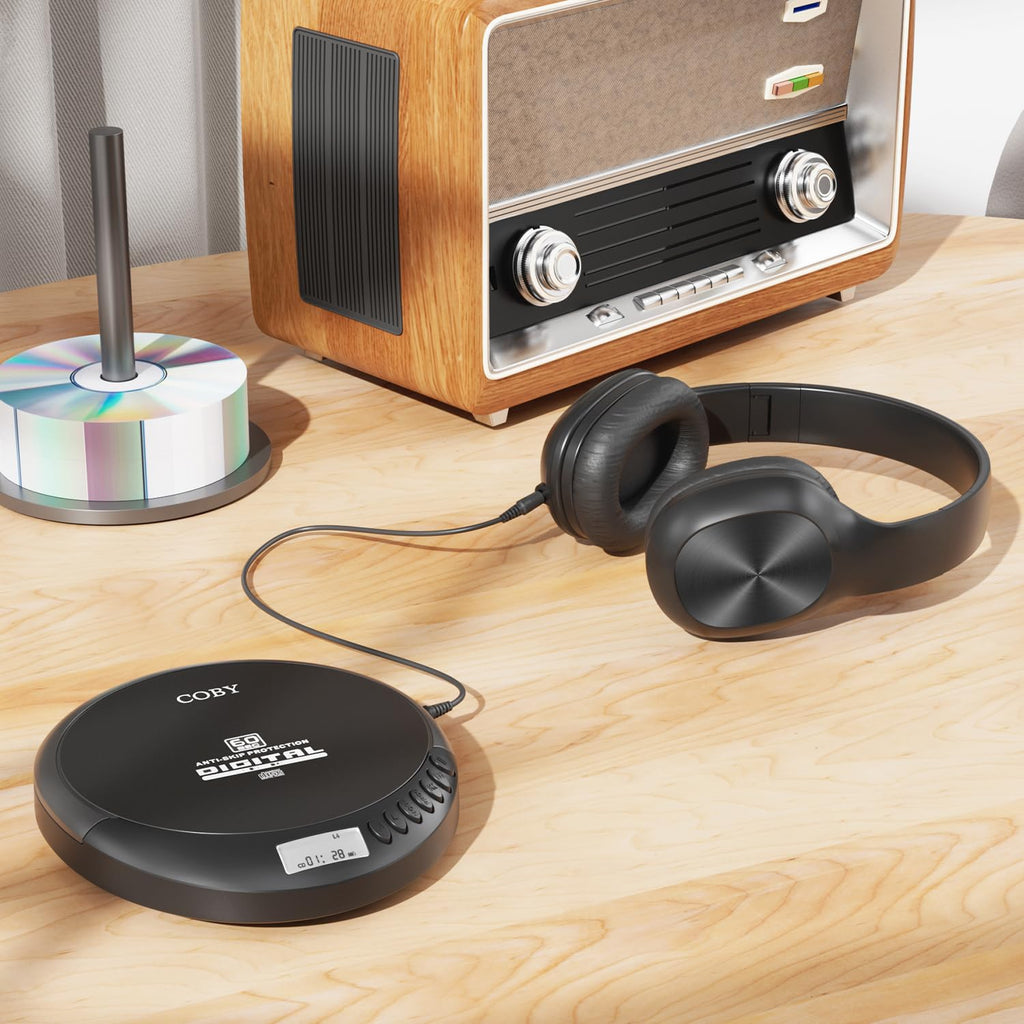 Portable CD Player with Headphones, FM Radio, Black F262331