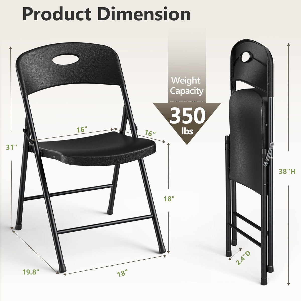 Black 6 Pack Plastic Metal Folding Chairs W3718