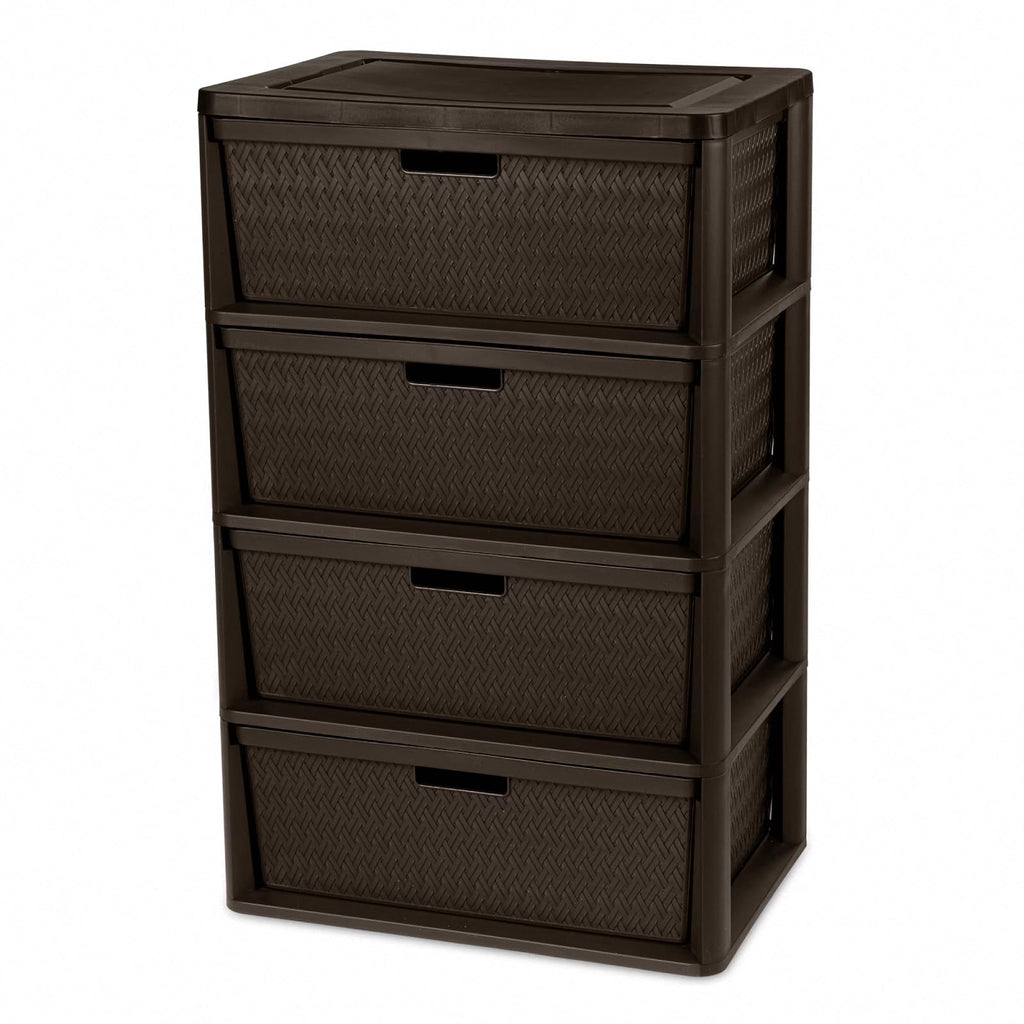Brown 4-Drawer Plastic Storage Tower X99331