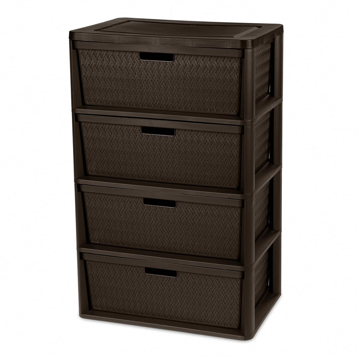 Brown 4-Drawer Plastic Storage Tower X99331