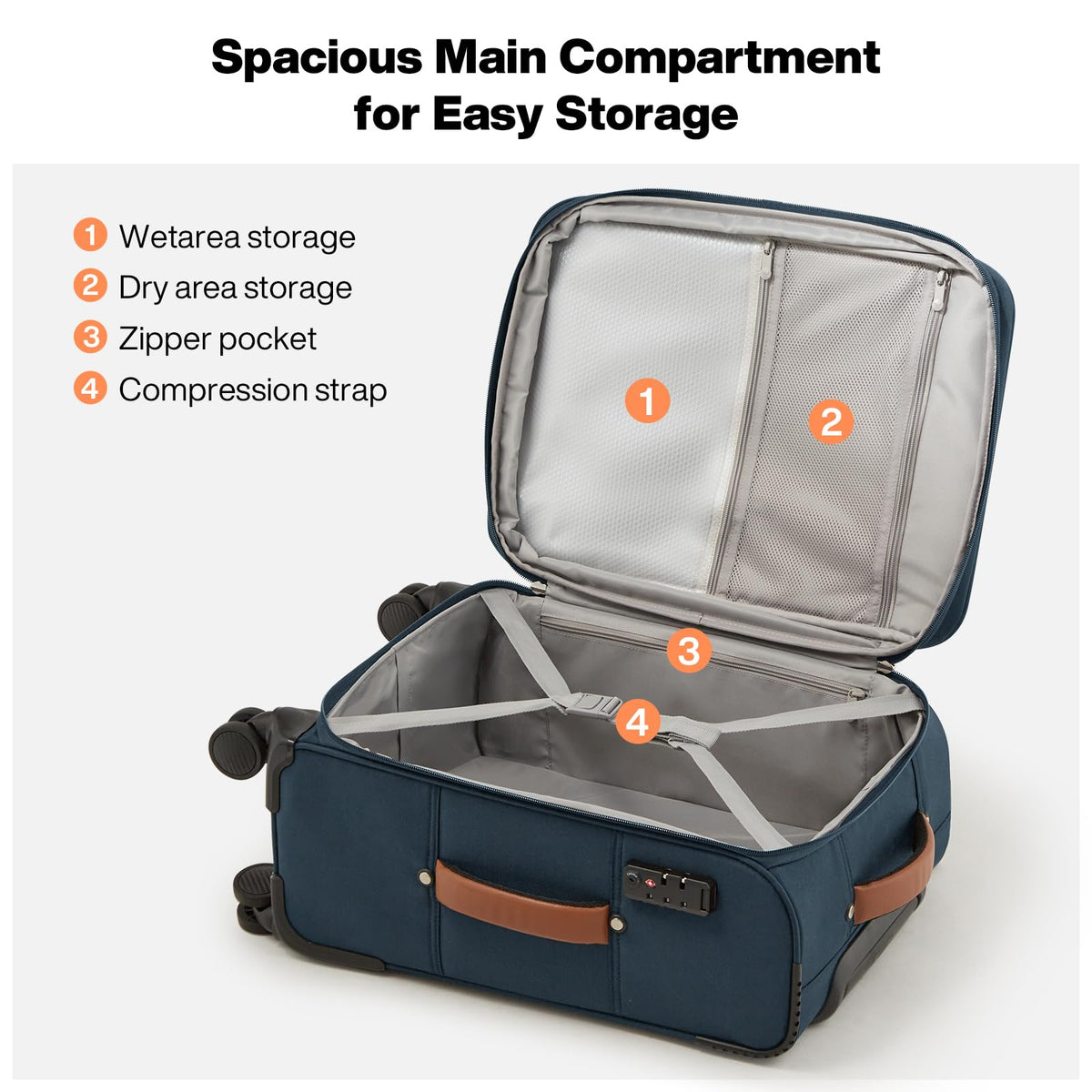 20 Inch Expandable Softside Carry On Luggage with Front Pocket B94420