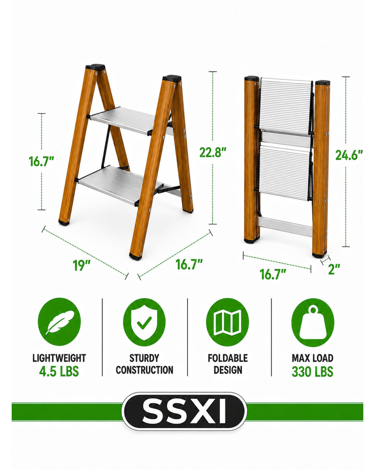 2 Step Lightweight Aluminum Folding Step Stool L593875