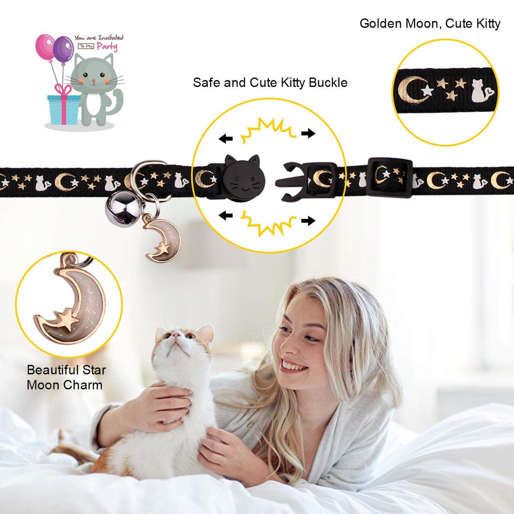 2PCS Breakaway Cat Collars with Bell Glow in The Dark Black Purple K50290