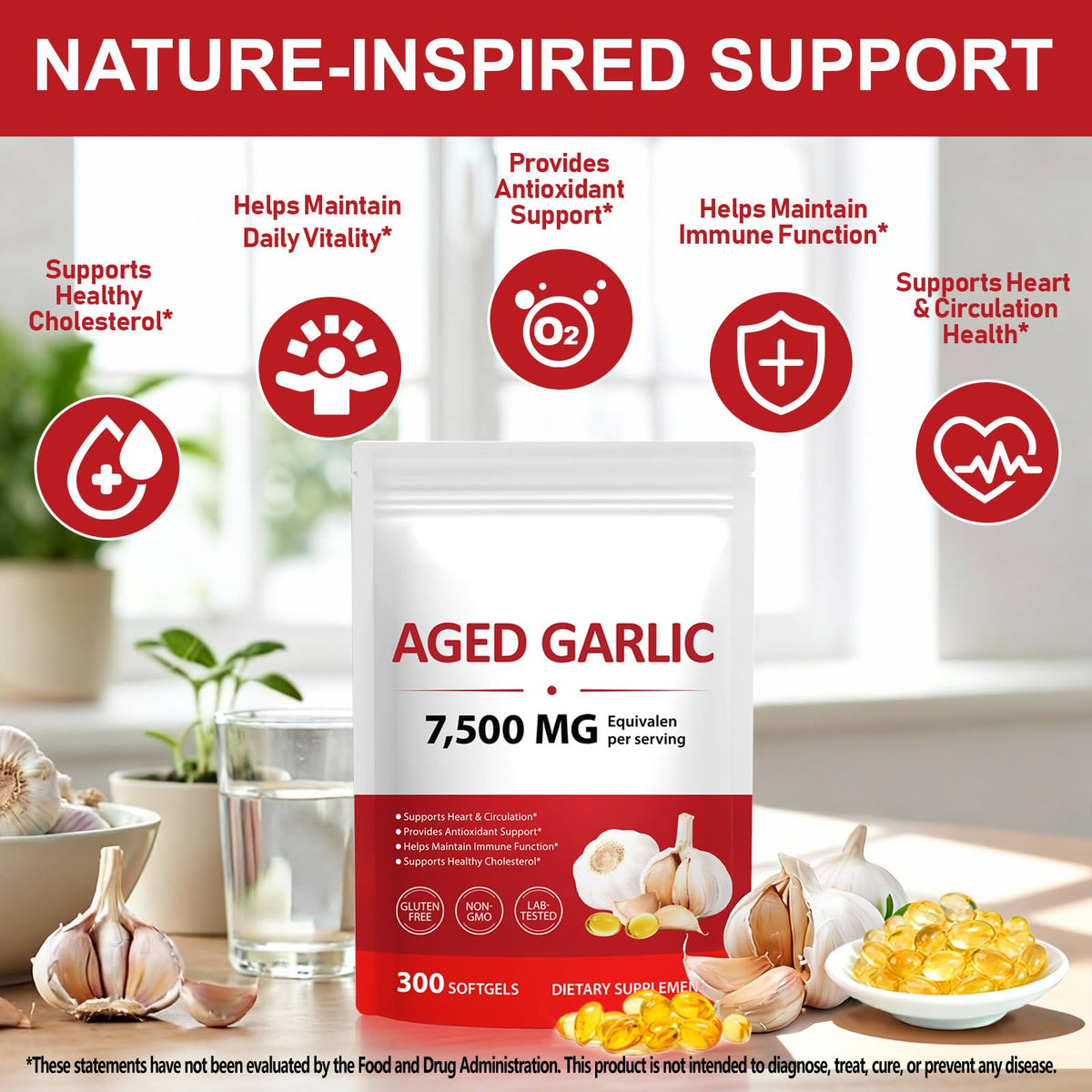 2 Years Aged Garlic Extract Capsules 300 Count Gluten-Free Q246