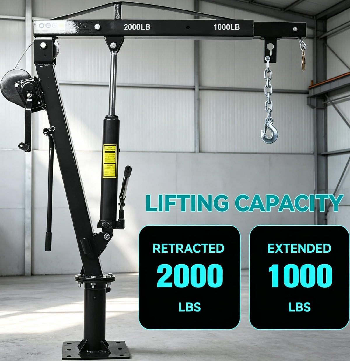 2000 lb Pickup Truck Davit Crane with Hand Winch P909