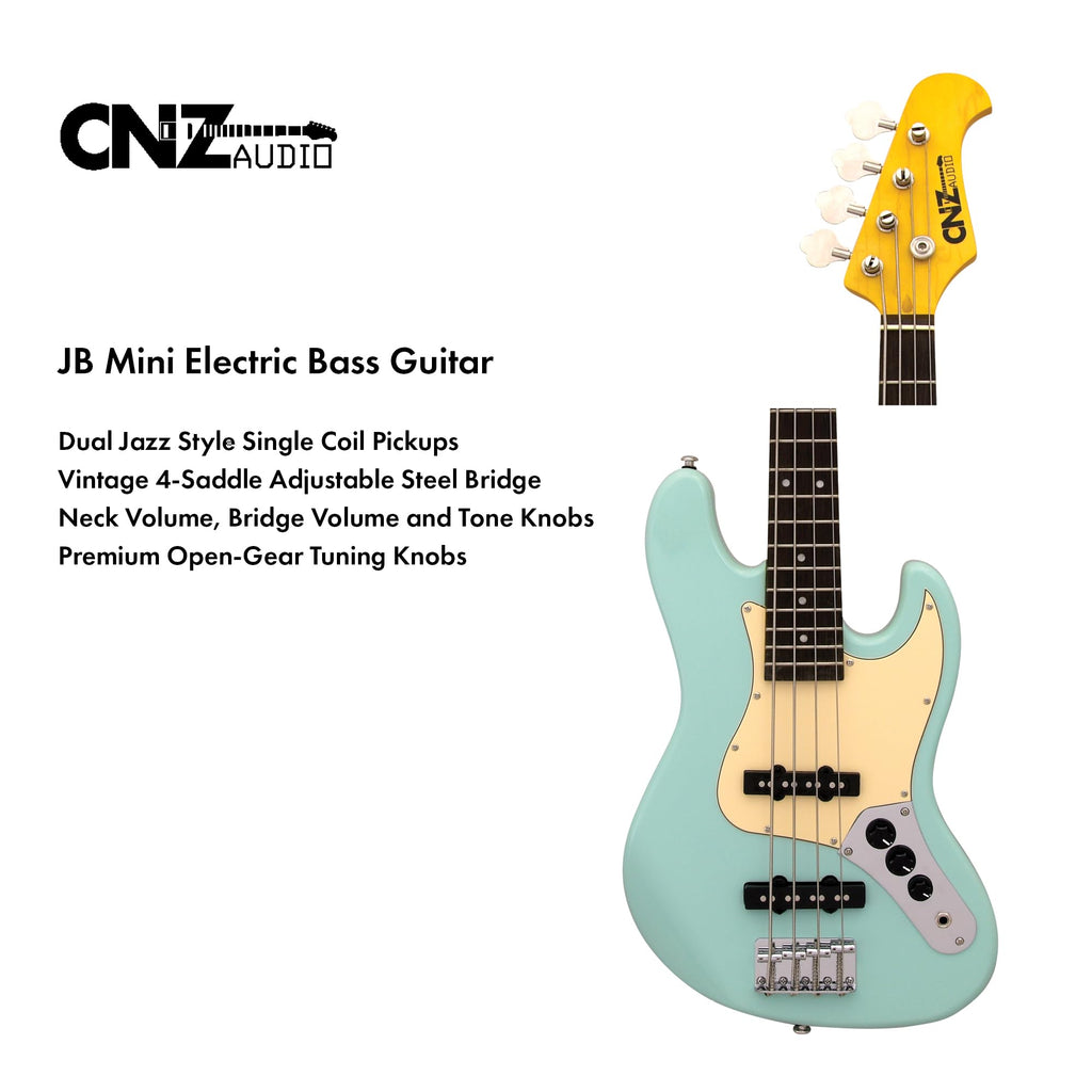 Black Mini Electric Bass Guitar with Maple Neck, Rosewood Fingerboard & White Pickguard J460
