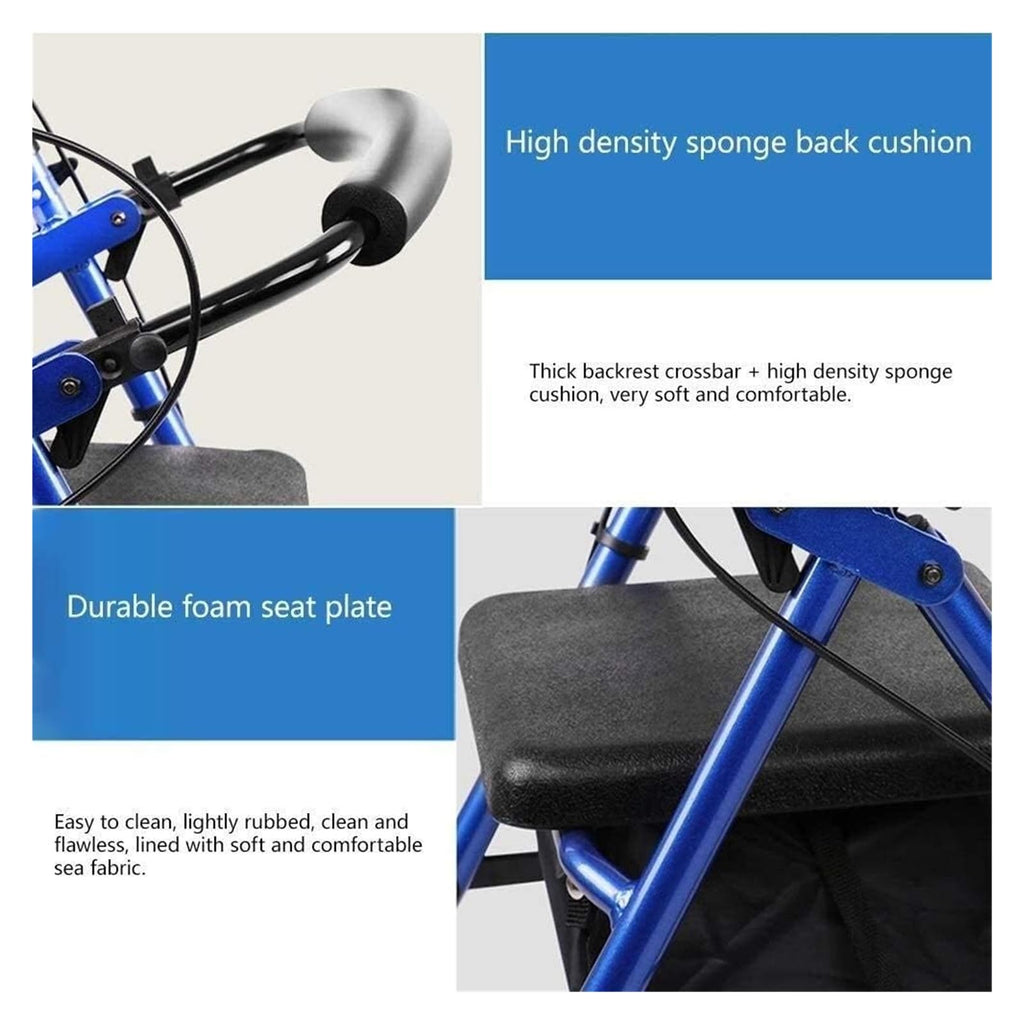 Folding Aluminum Rollator Walker with Seat H944226