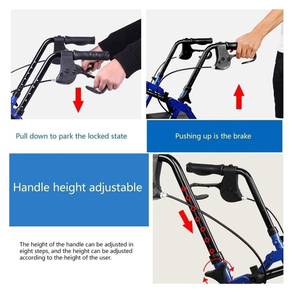 Folding Aluminum Rollator Walker with Seat H944226