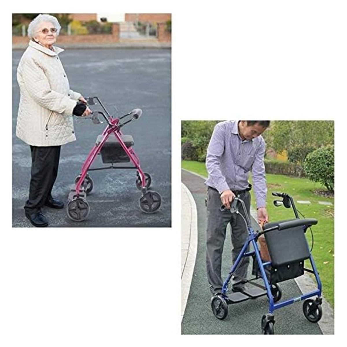 Folding Aluminum Rollator Walker with Seat H944226