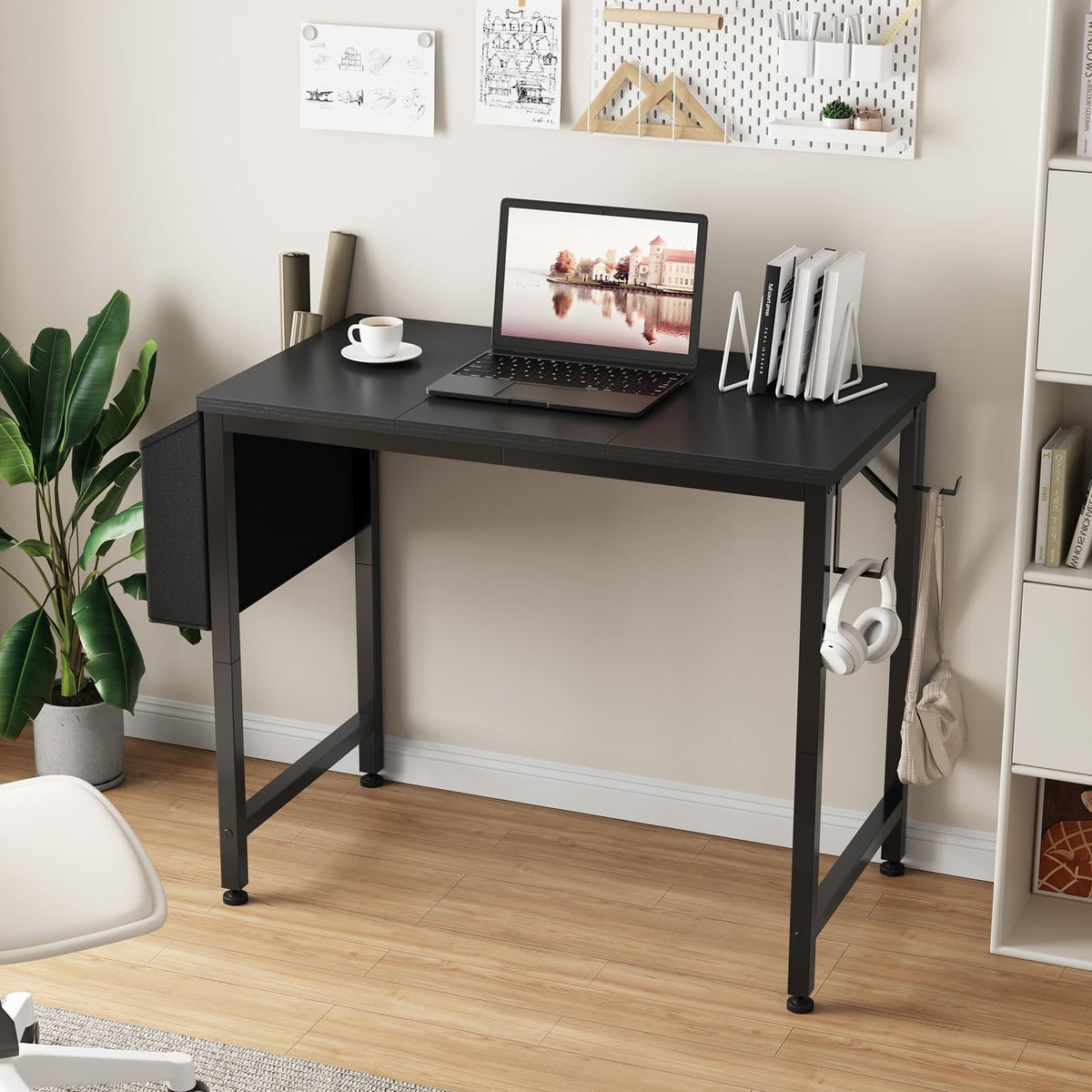 Black 32 Inch Small Desk with Storage Bag P444847