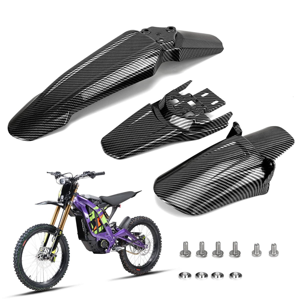 Front Rear Fender Set Carbon Fiber Style Whole Kit C123