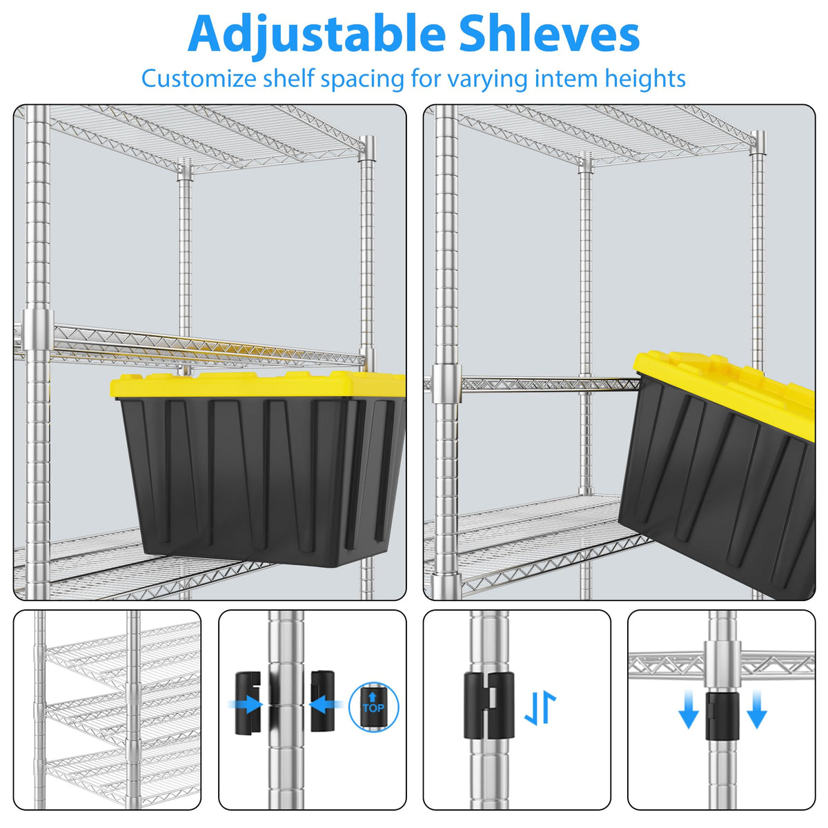 4-Tier Heavy Duty Metal Shelves with Wheels S785