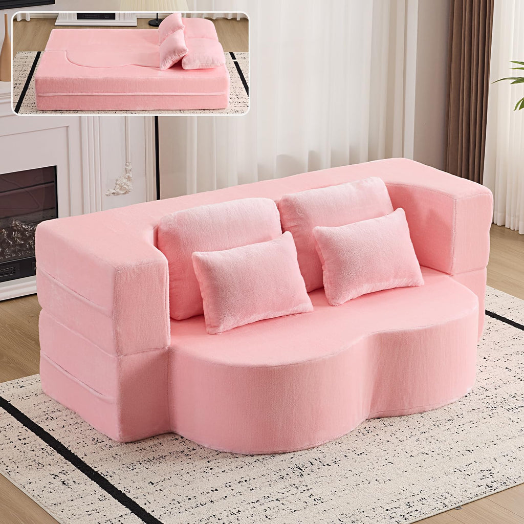 Pink Convertible Sofa Bed Q761658