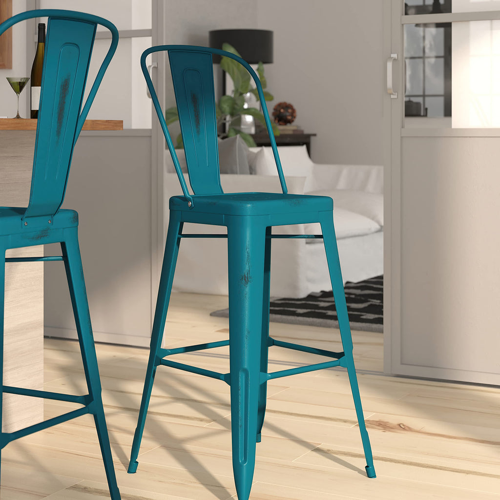 30" Metal Counter Stool with Footrest J526109