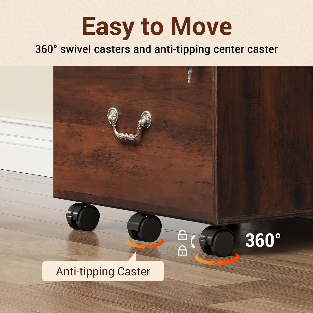 3 Drawer Wood File Cabinet with Lock O383