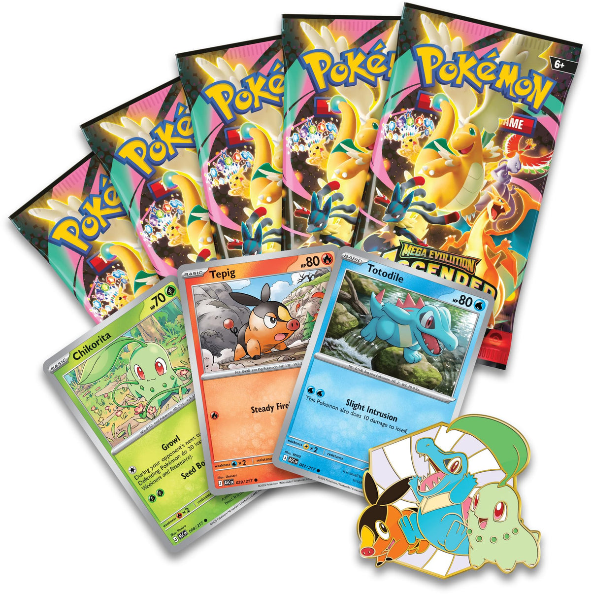 Pokémon TCG 3 Foil Promo Cards 1 Deluxe Pin & 5 Booster Packs H66264