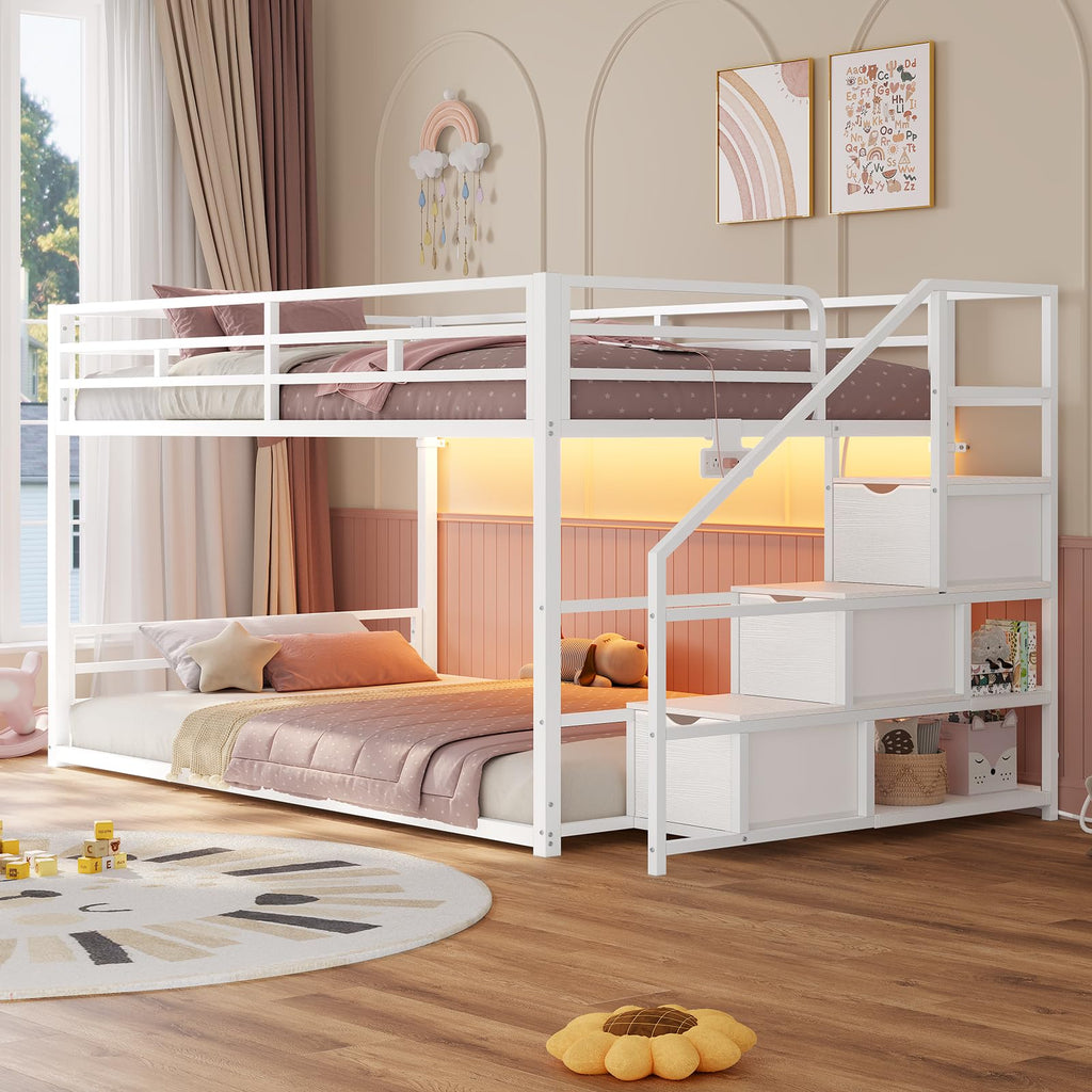 Low Bunk Bed Twin Over Twin with Storage Stairs N398738