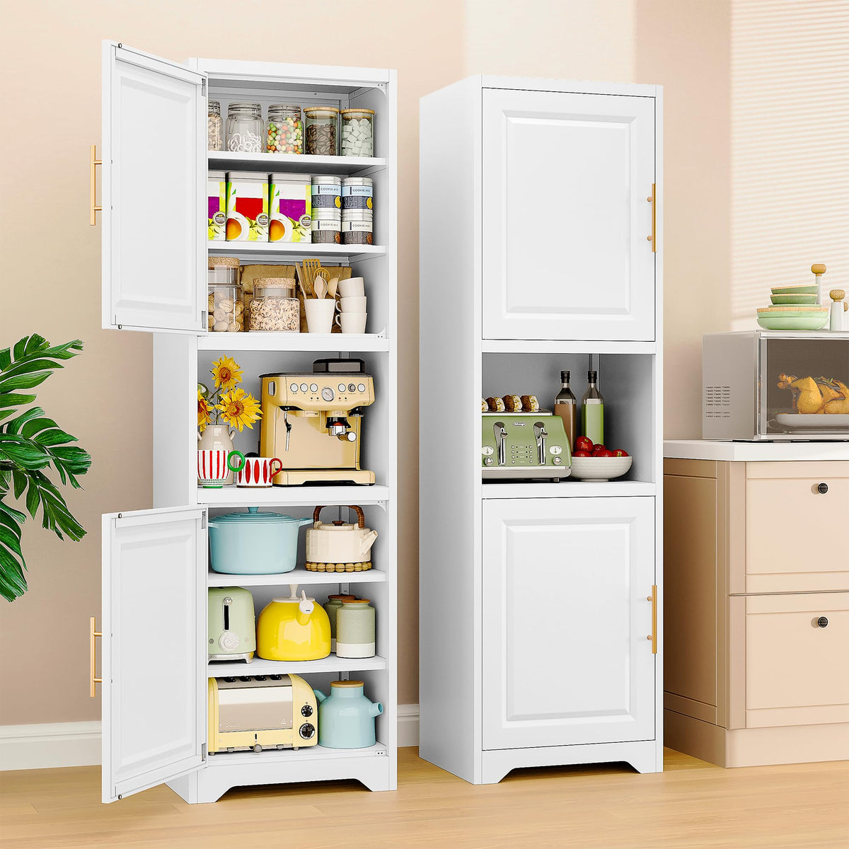 67" Tall Narrow White Metal Bathroom Storage Cabinet D4831