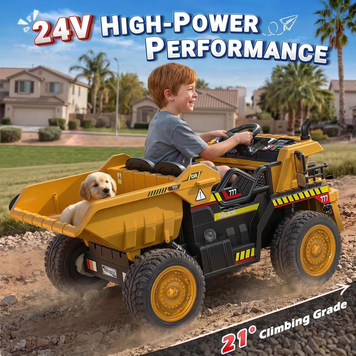 24V Ride On Dump Truck with Electric Dump Bed Y73882