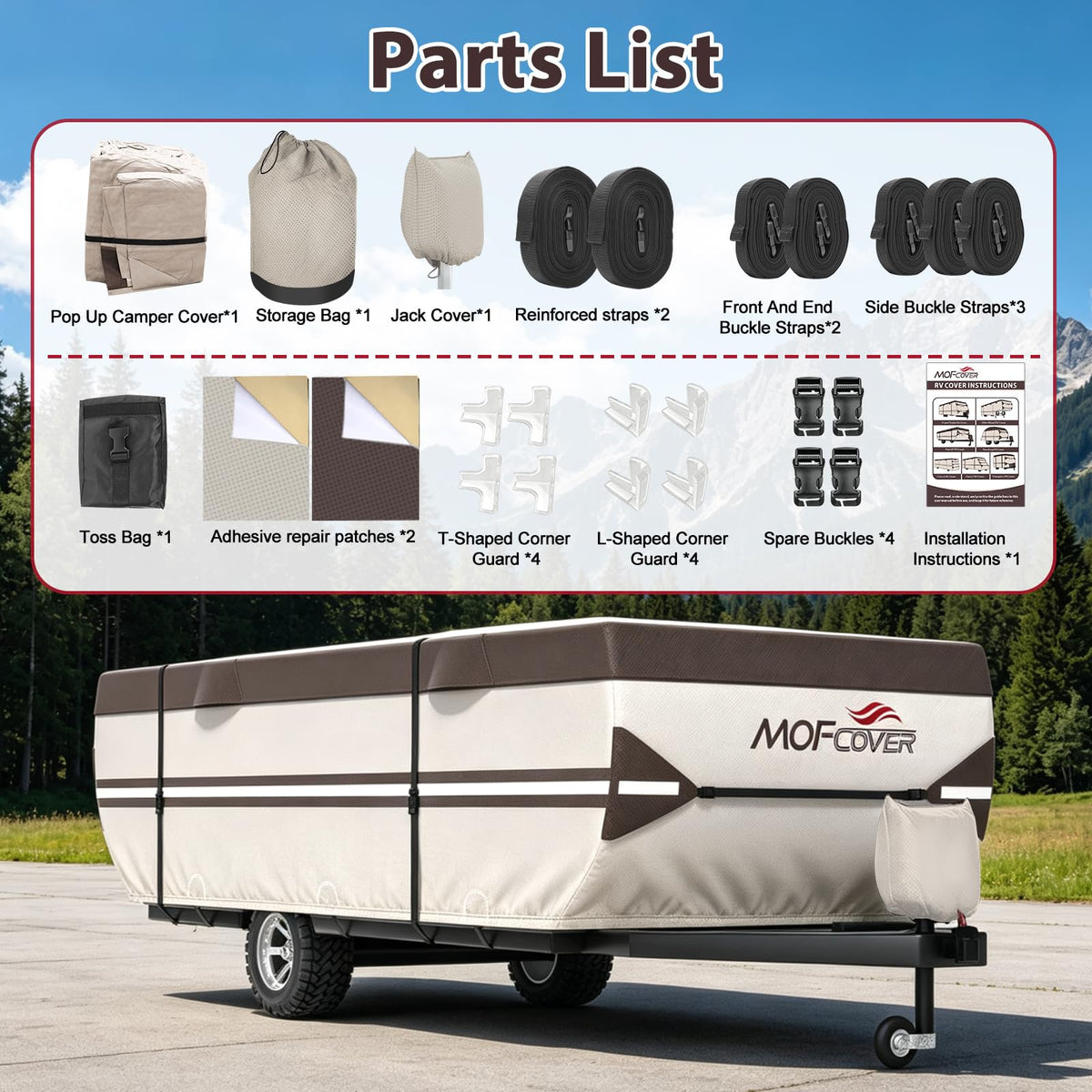 9 Layers Waterproof 14-16ft Pop Up Camper Cover R6312