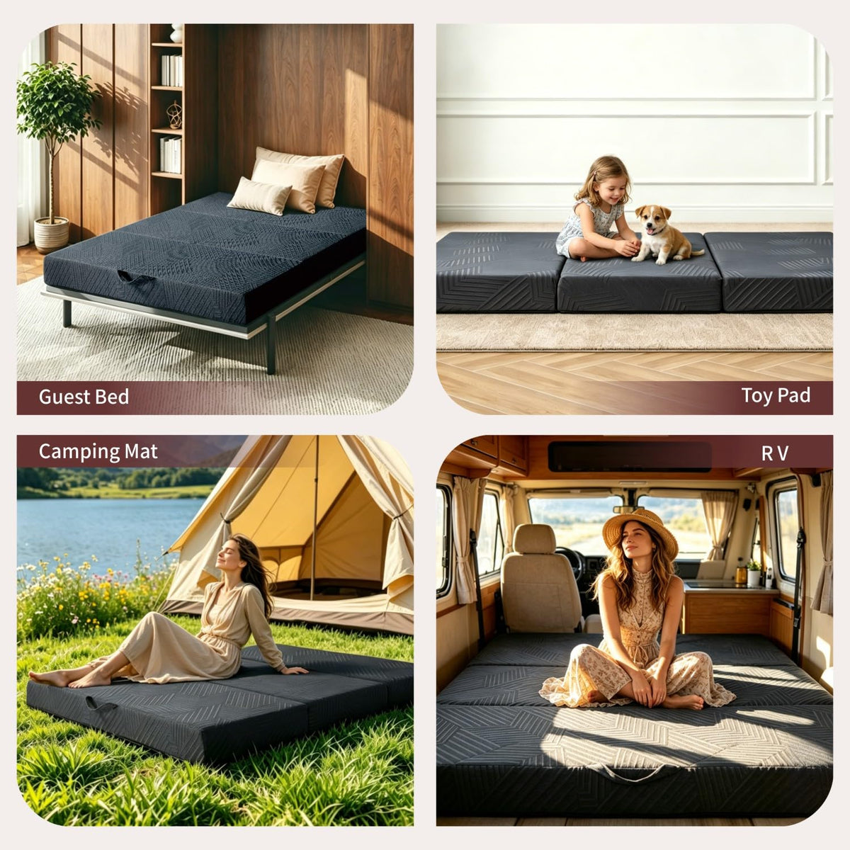 6 Inch Cooling Gel Memory Foam Trifold Mattress with Ice Silk Cover J2834